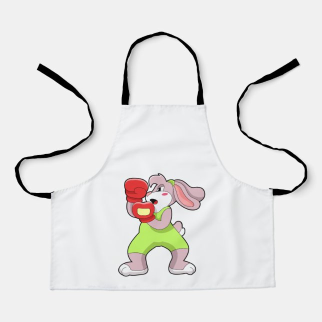 Rabbit at Boxing with Boxing gloves Apron (Front)