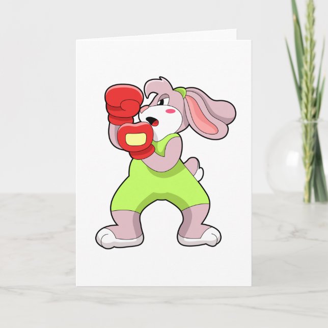 Rabbit at Boxing with Boxing gloves Card (Front)