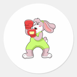 Rabbit at Boxing with Boxing gloves Classic Round Sticker
