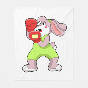 Rabbit at Boxing with Boxing gloves Fleece Blanket