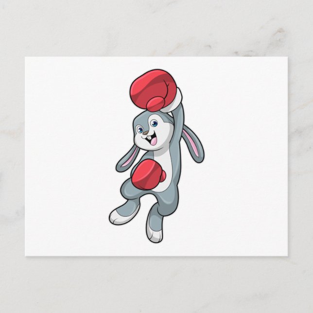 Rabbit at Boxing with Boxing gloves Postcard (Front)