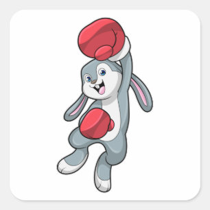 Rabbit at Boxing with Boxing gloves Square Sticker