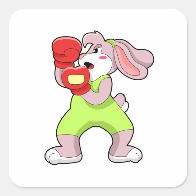 Rabbit at Boxing with Boxing gloves Square Sticker (Front)