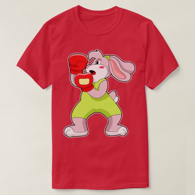 Rabbit at Boxing with Boxing gloves T-Shirt (Design Front)