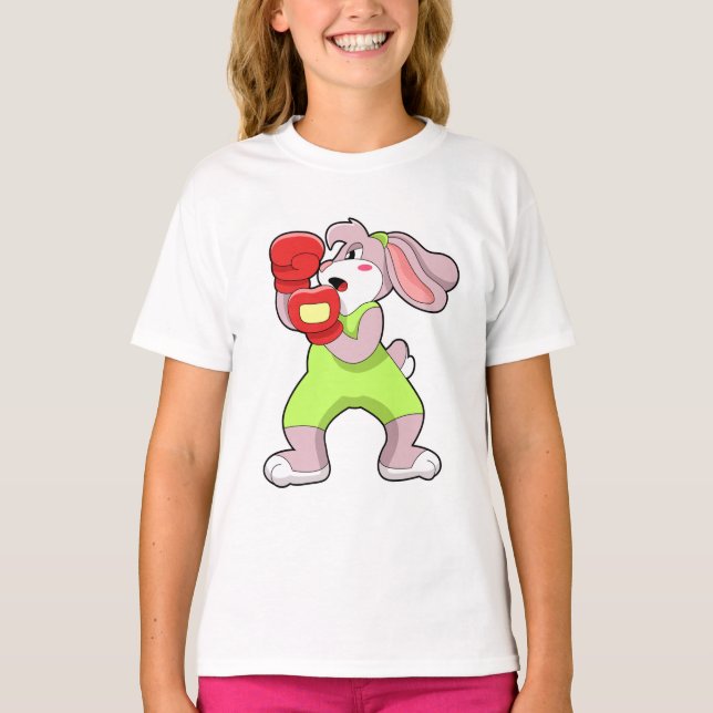 Rabbit at Boxing with Boxing gloves T-Shirt (Front)