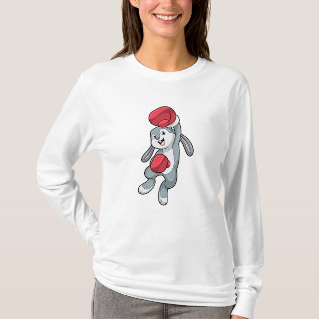 Rabbit at Boxing with Boxing gloves T-Shirt (Front)
