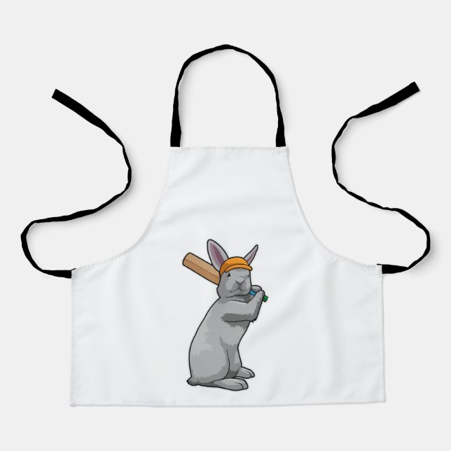 Rabbit at Cricket with Cricket bat Apron (Front)