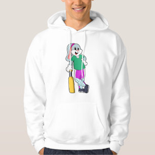 Rabbit at Cricket with Cricket bat Hoodie