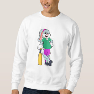 Rabbit at Cricket with Cricket bat Sweatshirt
