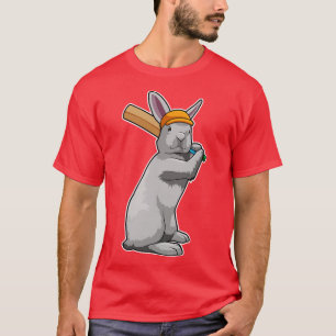 Rabbit at Cricket with Cricket bat T-Shirt