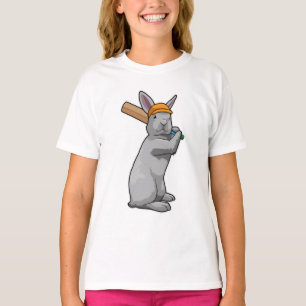 Rabbit at Cricket with Cricket bat T-Shirt