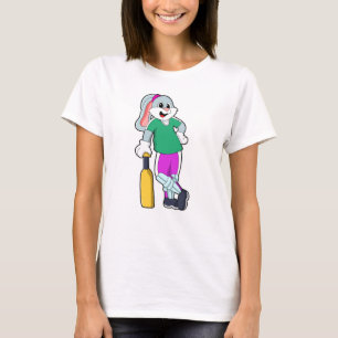 Rabbit at Cricket with Cricket bat T-Shirt