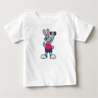 Rabbit at Fitness with Dumbbell