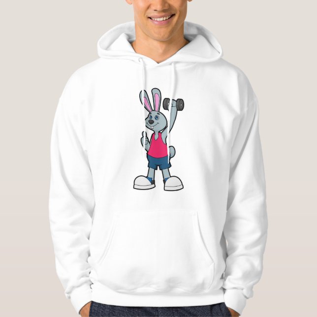 Rabbit at Fitness with Dumbbell Hoodie (Front)