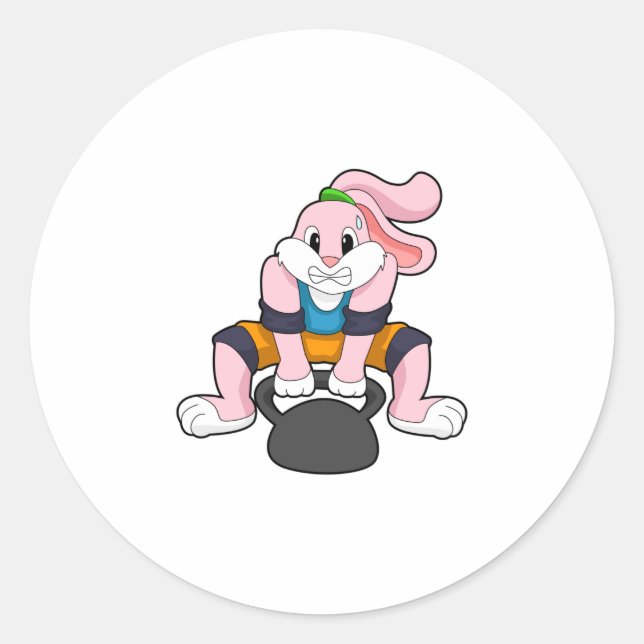 Rabbit at Fitness with Dumbbell.PNG Classic Round Sticker (Front)