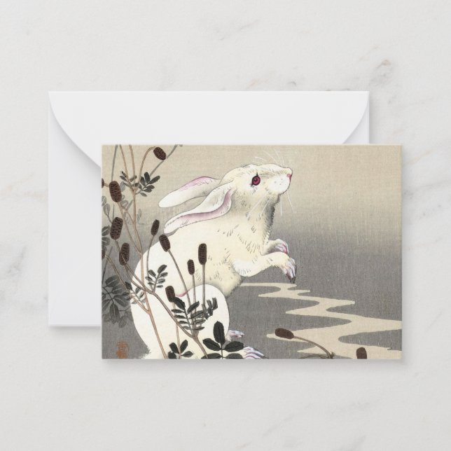 Rabbit at Full Moon, 1930 by Ohara Koson Card (Front)