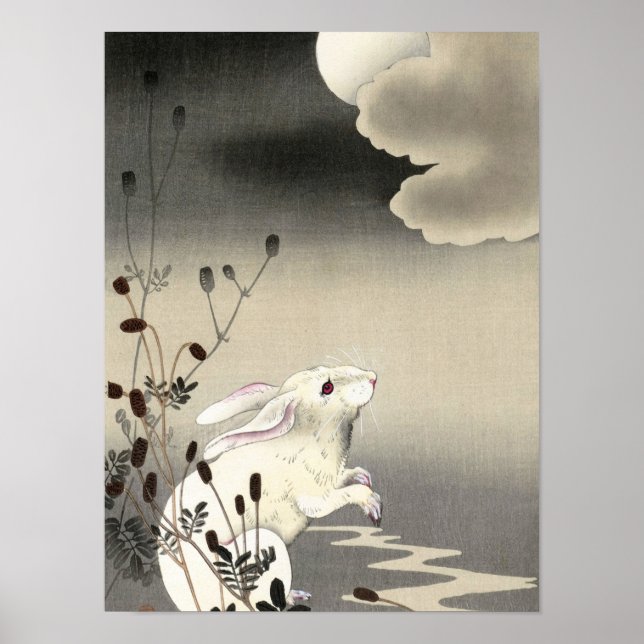 Rabbit at Full Moon, 1930 by Ohara Koson Poster (Front)