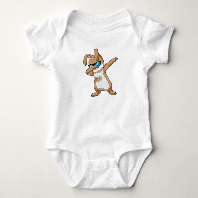 Rabbit at Hip Hop Dance Dab Baby Bodysuit (Front)