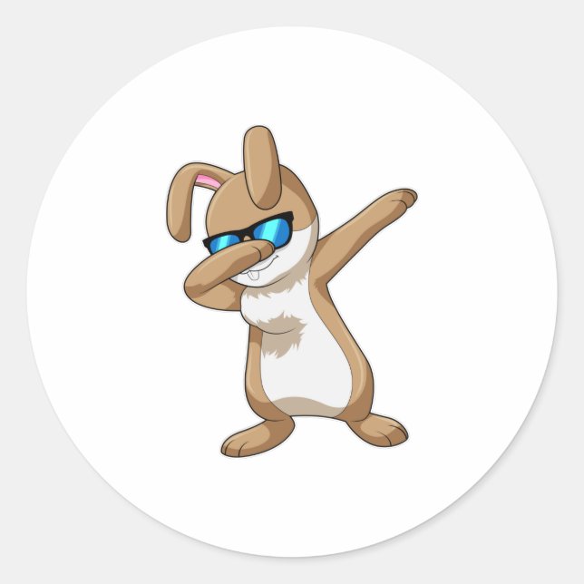 Rabbit at Hip Hop Dance Dab Classic Round Sticker (Front)