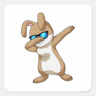 Rabbit at Hip Hop Dance Dab Square Sticker