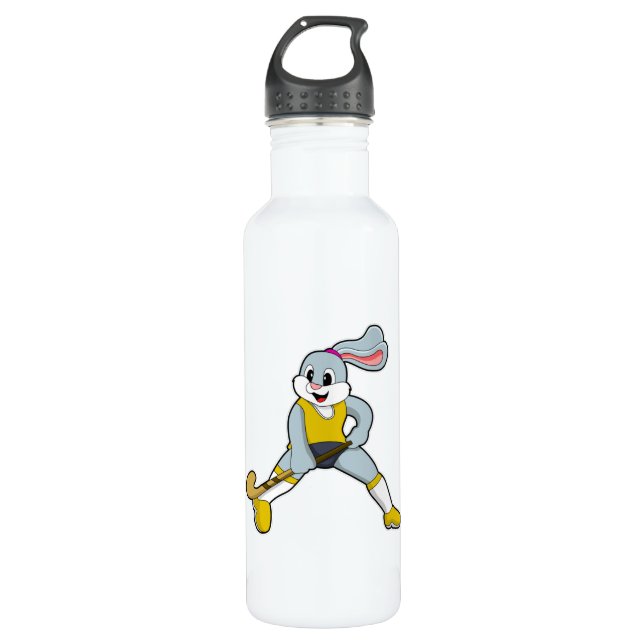 Rabbit at Hockey with Hockey bat 710 Ml Water Bottle (Front)