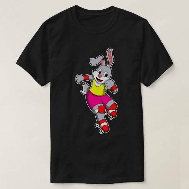 Rabbit at Inline skating with Inline skates Helm T-Shirt (Design Front)