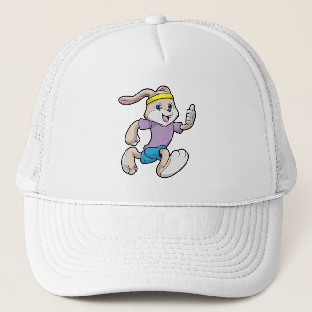 Rabbit at Jogging with Headband Trucker Hat (Front)