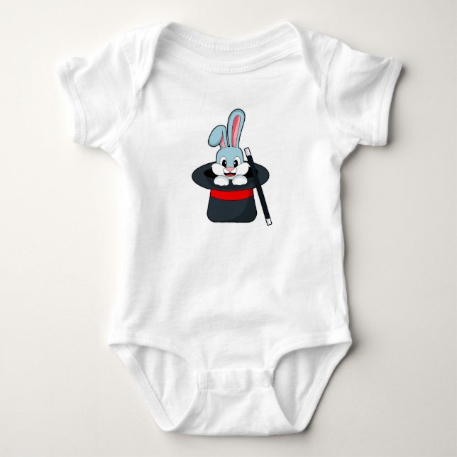 Rabbit at Magic with Wand & Hat Baby Bodysuit (Front)