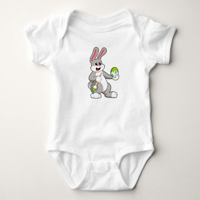 Rabbit at Painting with Egg Baby Bodysuit (Front)