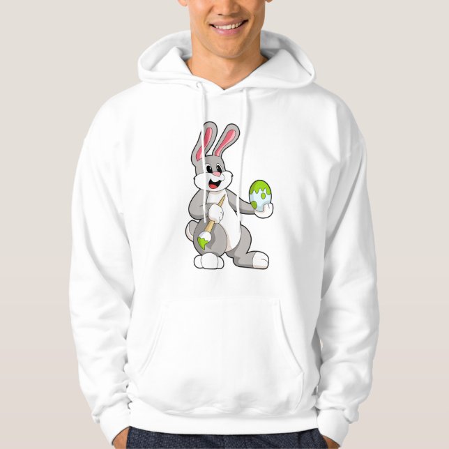 Rabbit at Painting with Egg Hoodie (Front)