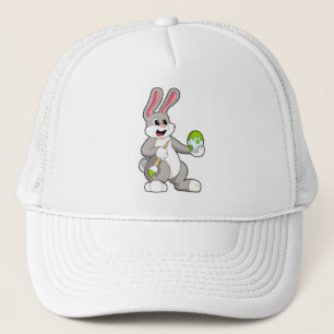 Rabbit at Painting with Egg Trucker Hat