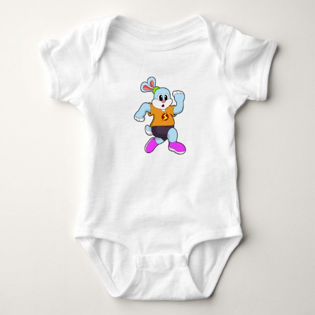 Rabbit at Running Baby Bodysuit (Front)