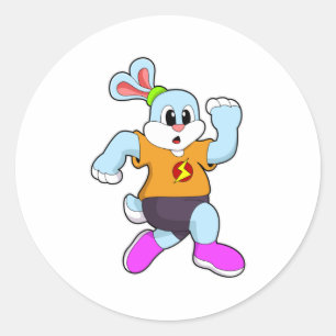 Rabbit at Running Classic Round Sticker