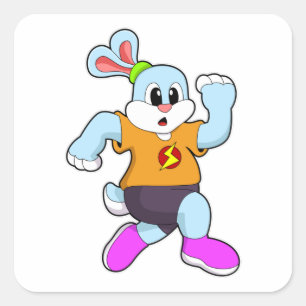 Rabbit at Running Square Sticker