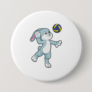 Rabbit at Sports with Volleyball 7.5 Cm Round Badge