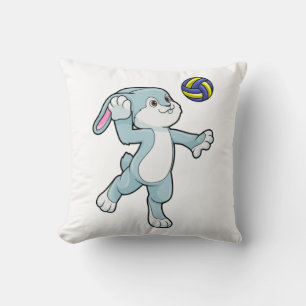 Rabbit at Sports with Volleyball Cushion
