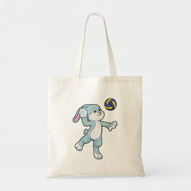 Rabbit at Sports with Volleyball Tote Bag (Front)