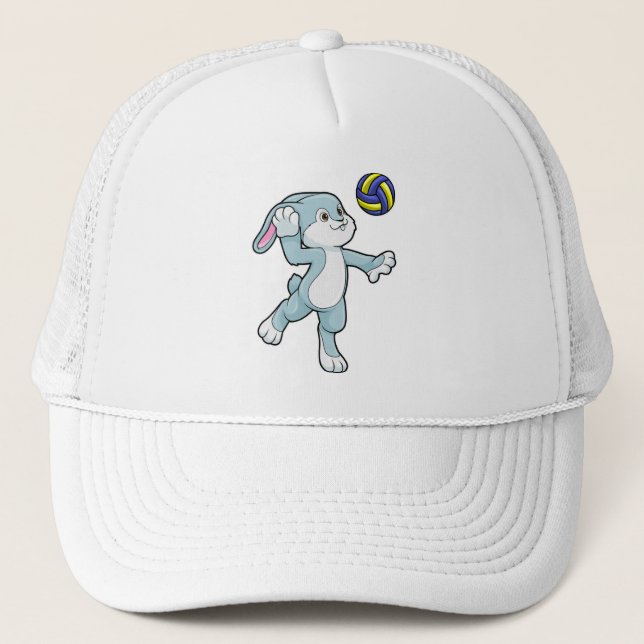 Rabbit at Sports with Volleyball Trucker Hat (Front)