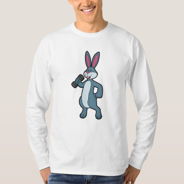 Rabbit at Strength training with Dumbbell T-Shirt (Front)