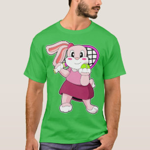 Rabbit at Tennis with Tennis racket T-Shirt