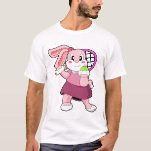 Rabbit at Tennis with Tennis racket T-Shirt