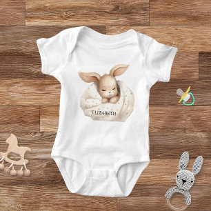Rabbit baby girl beige cute bodysuit