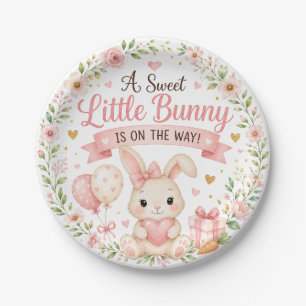Rabbit Baby Shower Plate, Cute Bunny Party Decor Paper Plate