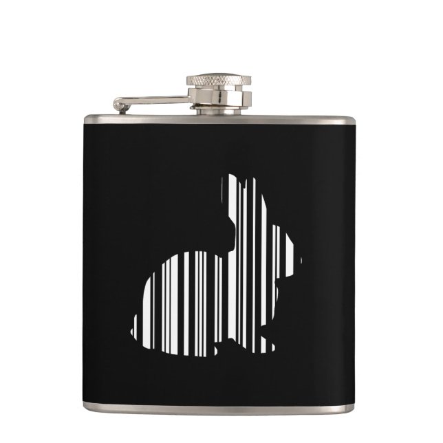 RABBIT BAR CODE Bunny Hare Barcode Pattern Hip Flask (Front)