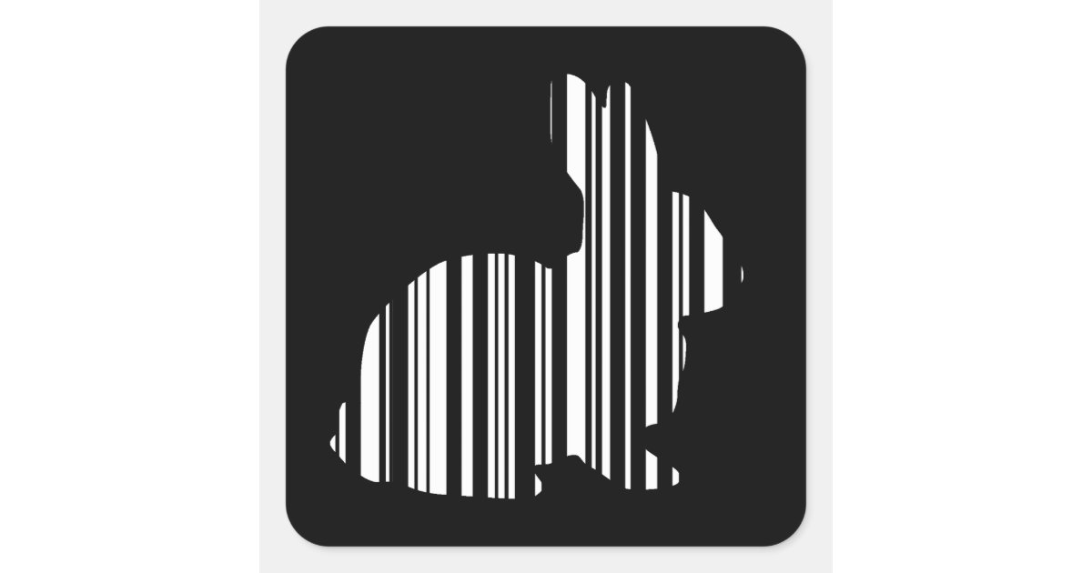 RABBIT BAR CODE Bunny Hare Barcode Pattern Square Sticker | Zazzle
