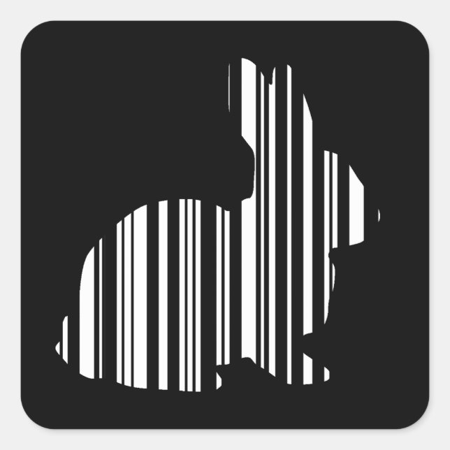RABBIT BAR CODE Bunny Hare Barcode Pattern Square Sticker (Front)