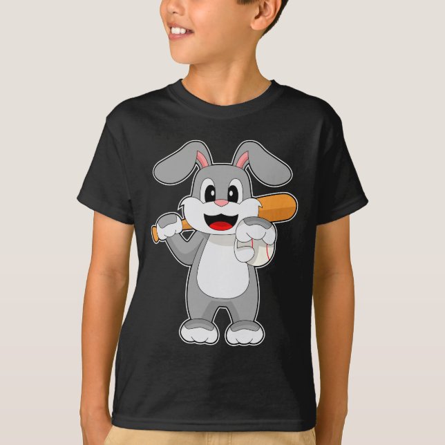 Rabbit Baseball Baseball bat Sports T-Shirt (Front)