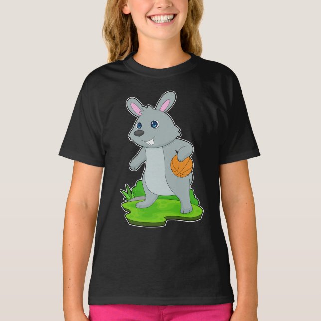 Rabbit Basketball player Basketball T-Shirt (Front)