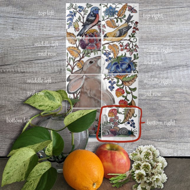 Rabbit Bird Jacobean Floral Tile Mural 8pc R Row 4 (Creator Uploaded)