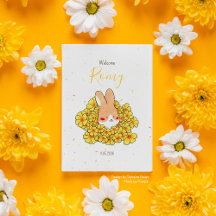 Rabbit birth announcement flower